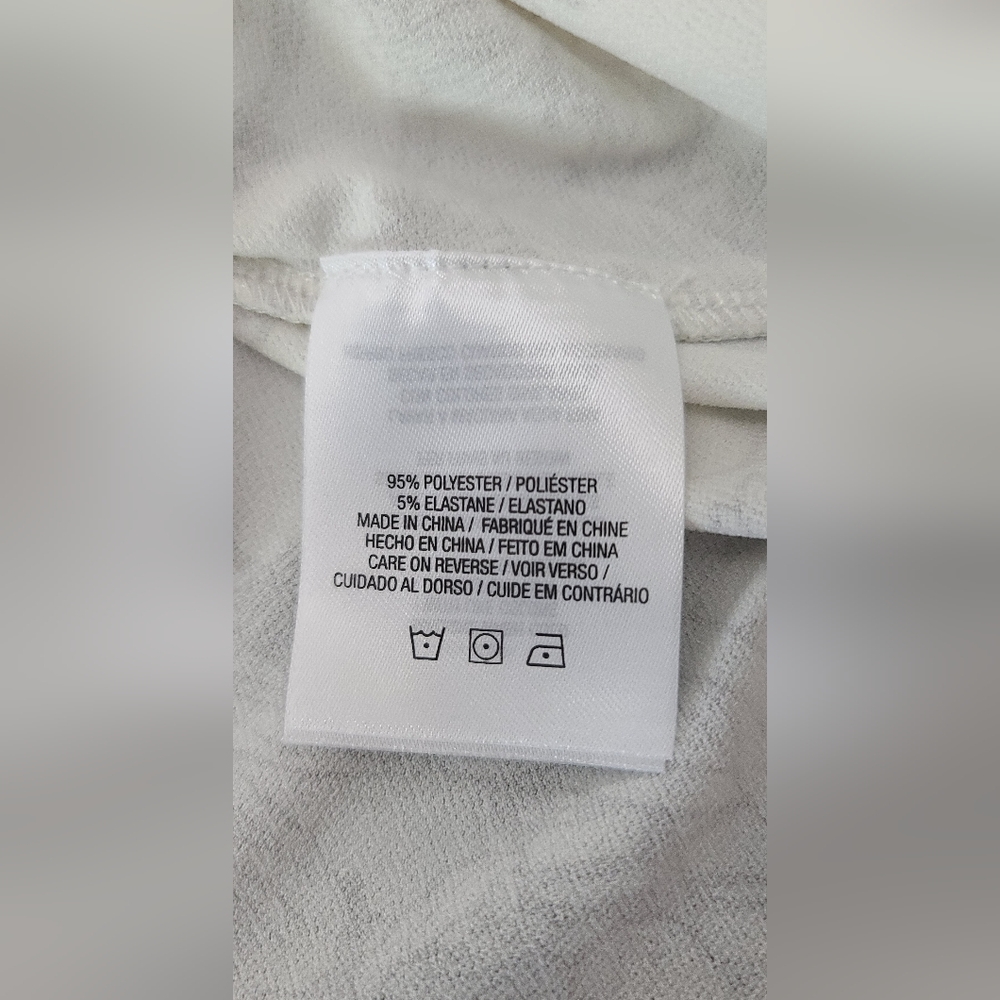 EUC T Tahari Asymmetrical Ruched Sleeveless Blouse - White/Gray, Size L - Picture 6 of 6